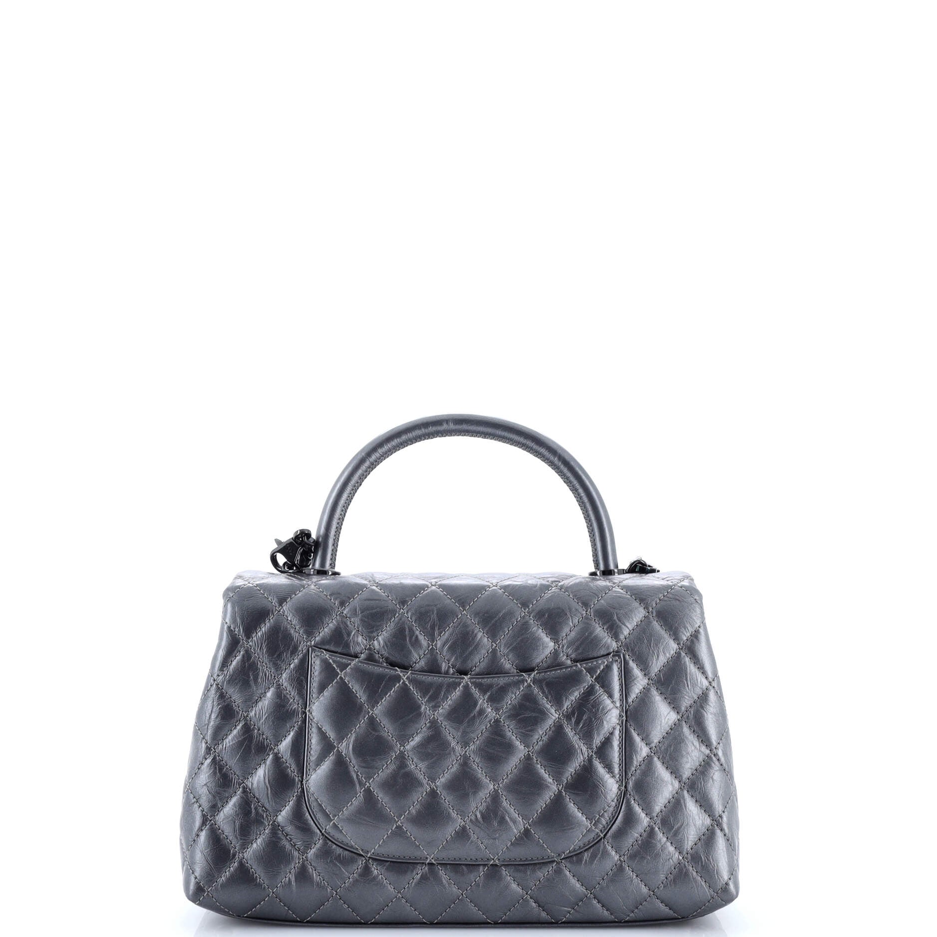 Coco Top Handle Bag Quilted Aged Calfskin Small