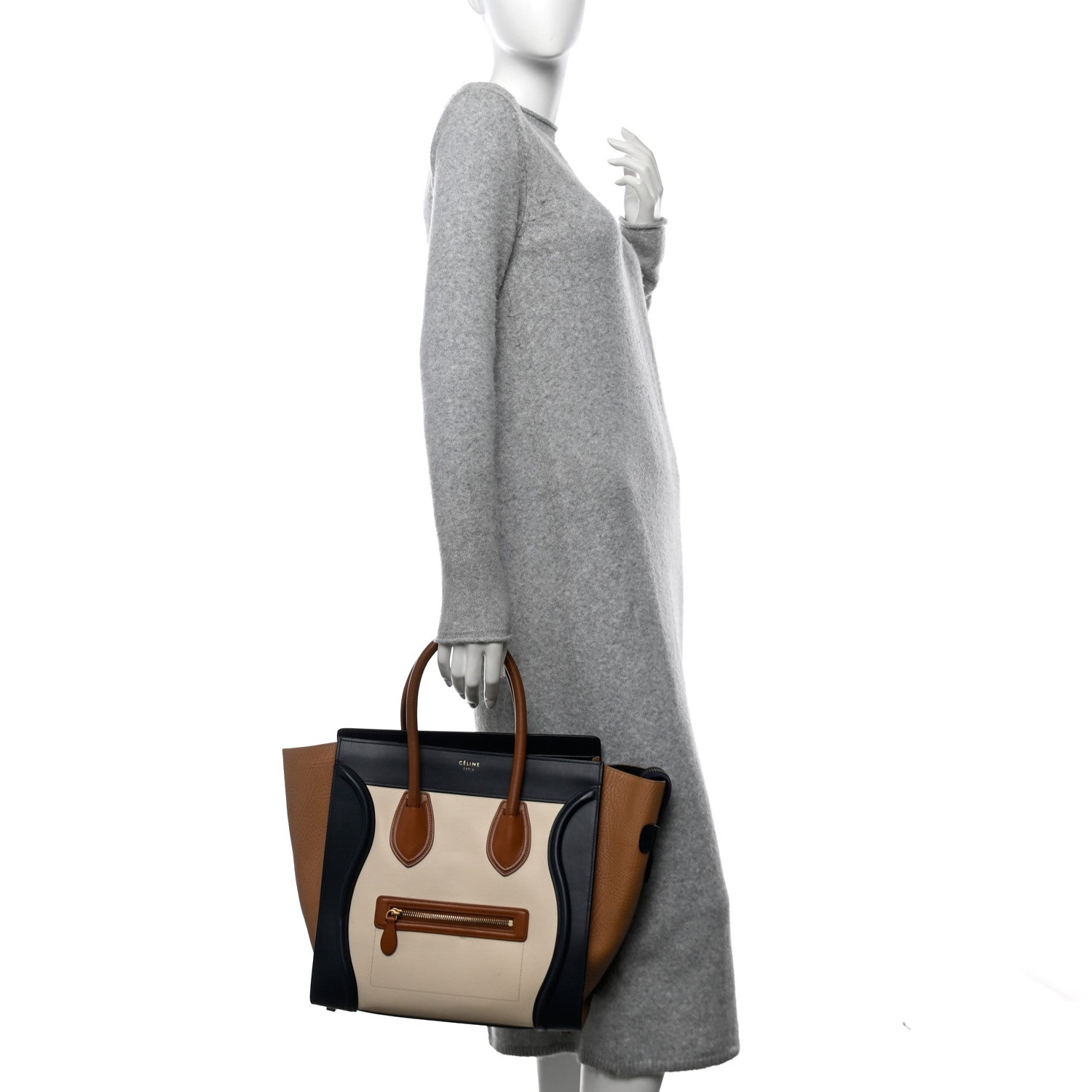 Elephant Calfskin Mini Tri-Color Luggage Brown
