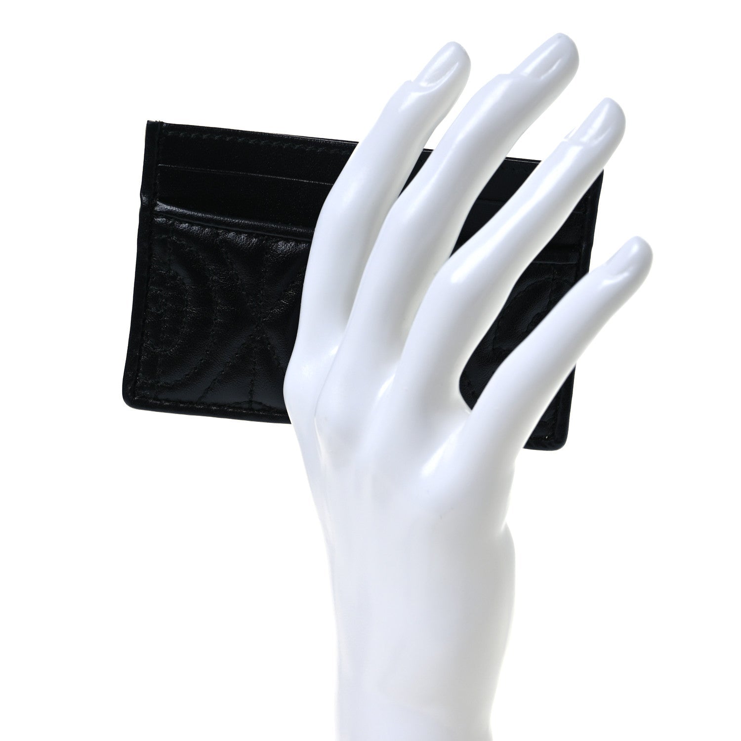 Calfskin G Rhombus Quilted  Holder Black