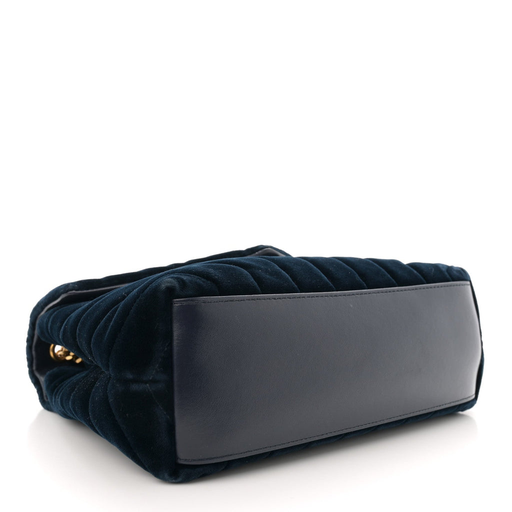 Velvet Y Quilted Monogram Small Loulou Chain Satchel Medium Blue