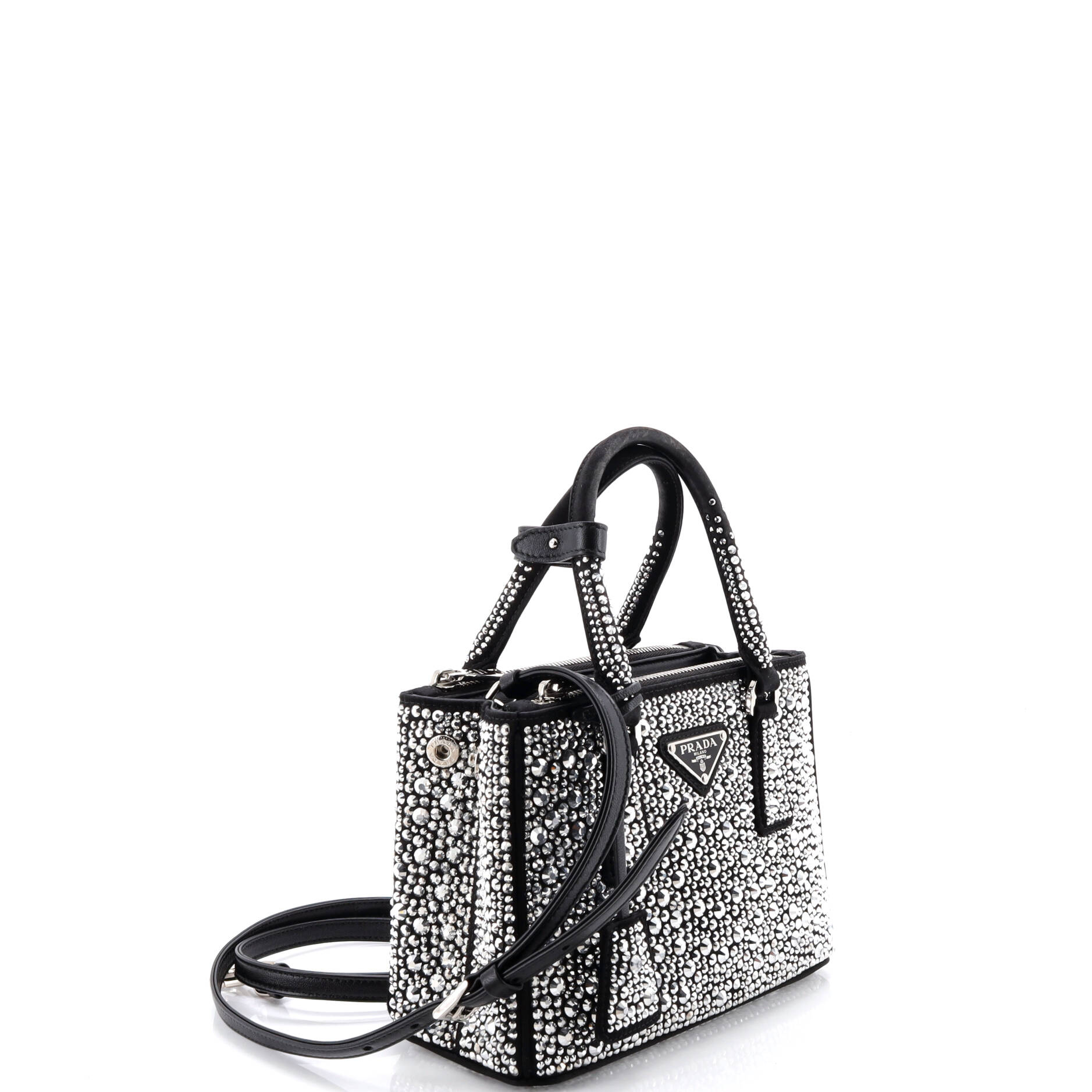 Galleria Double Zip Tote Crystal Embellished Satin Mini