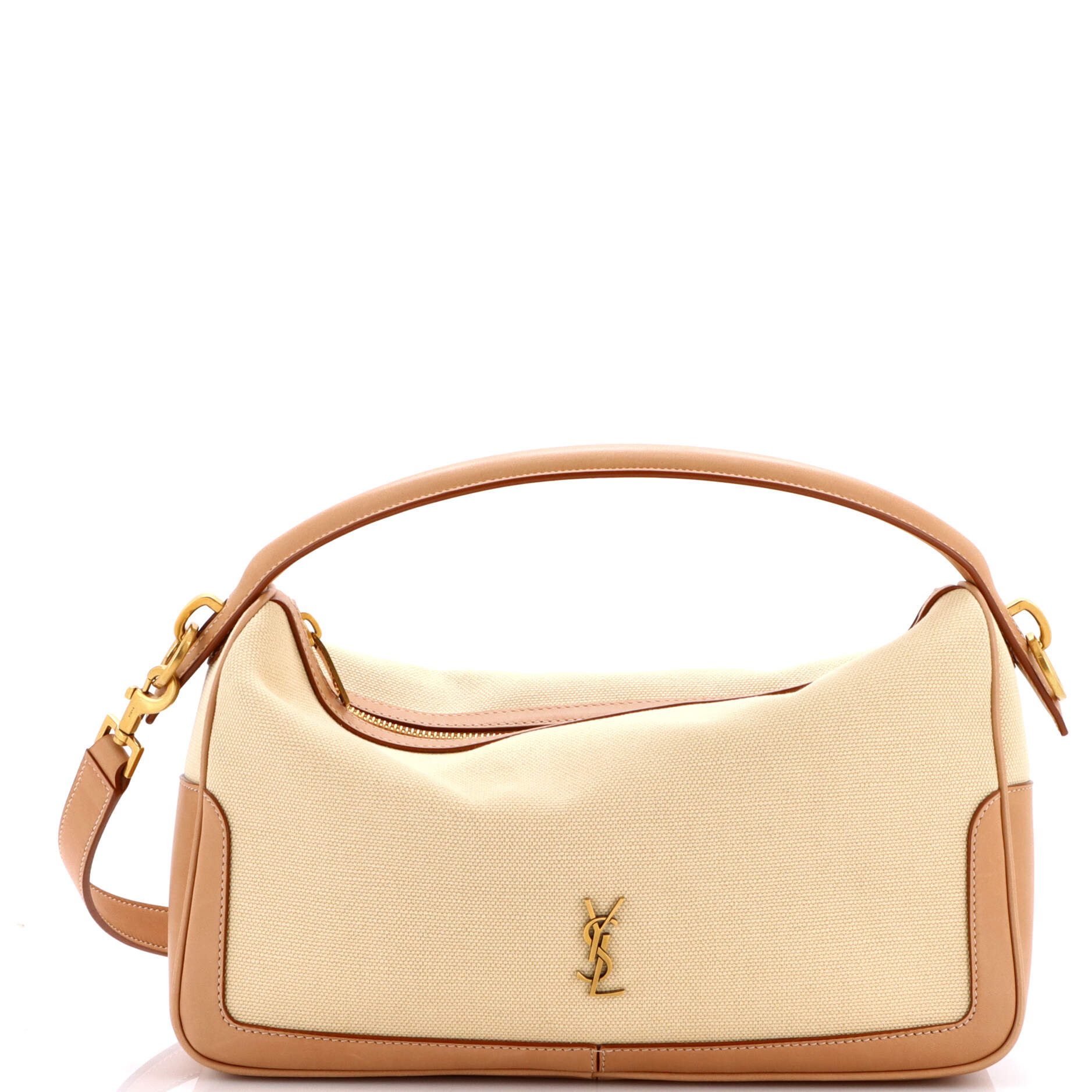 Supple Camera Top Handle Bag Canvas and Leather