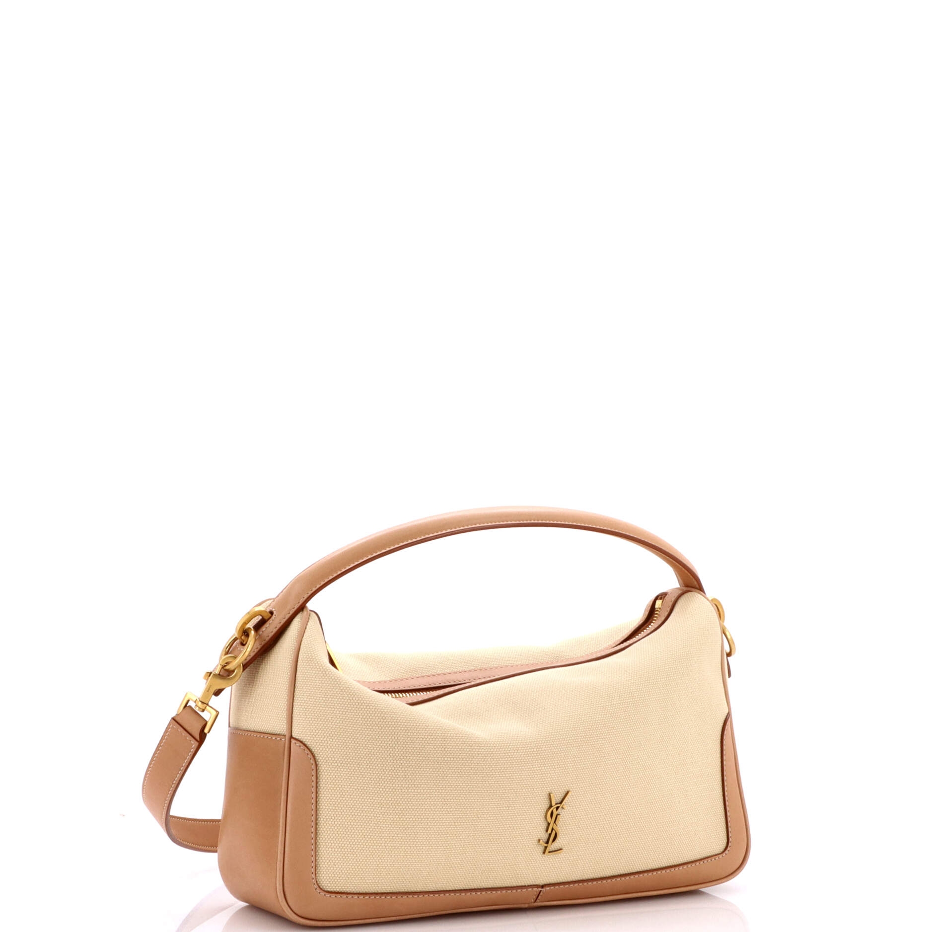 Supple Camera Top Handle Bag Canvas and Leather
