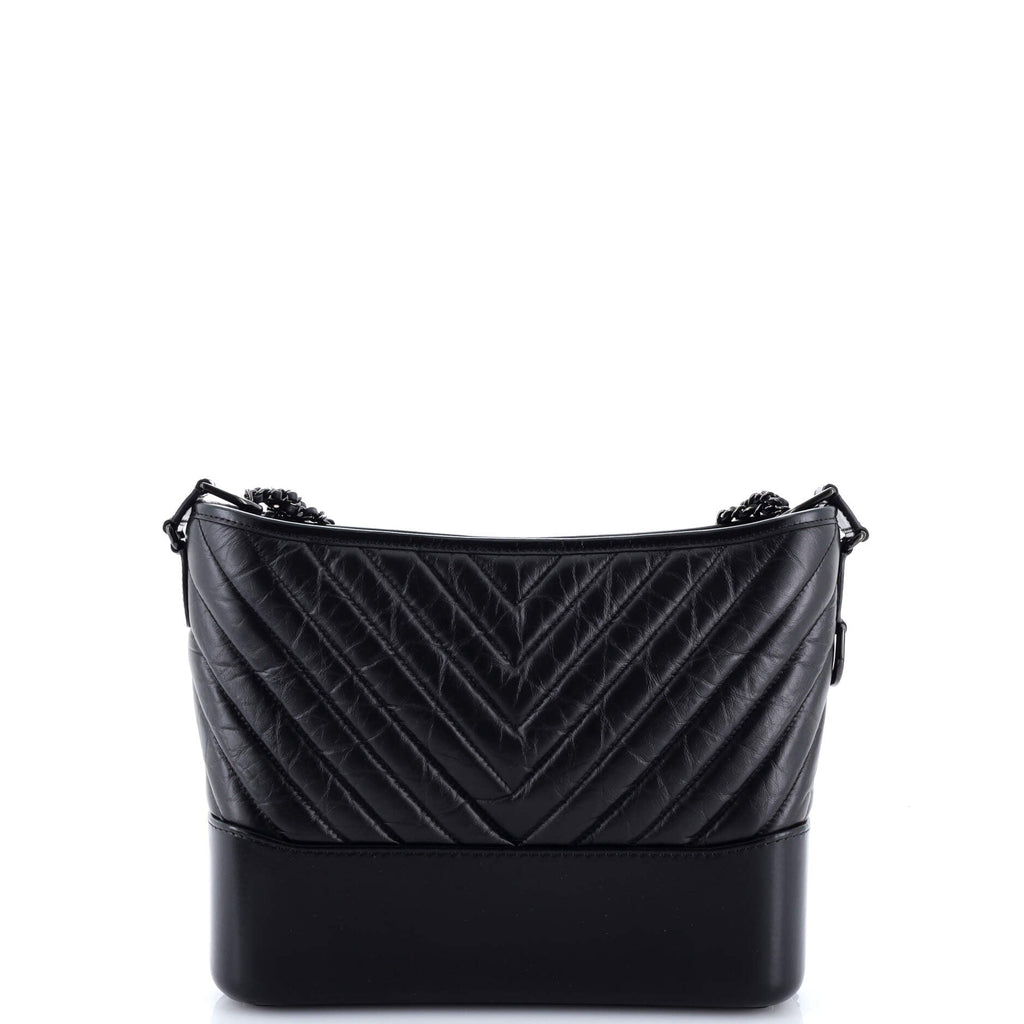 So Black Gabrielle Hobo Chevron Aged Calfskin Medium