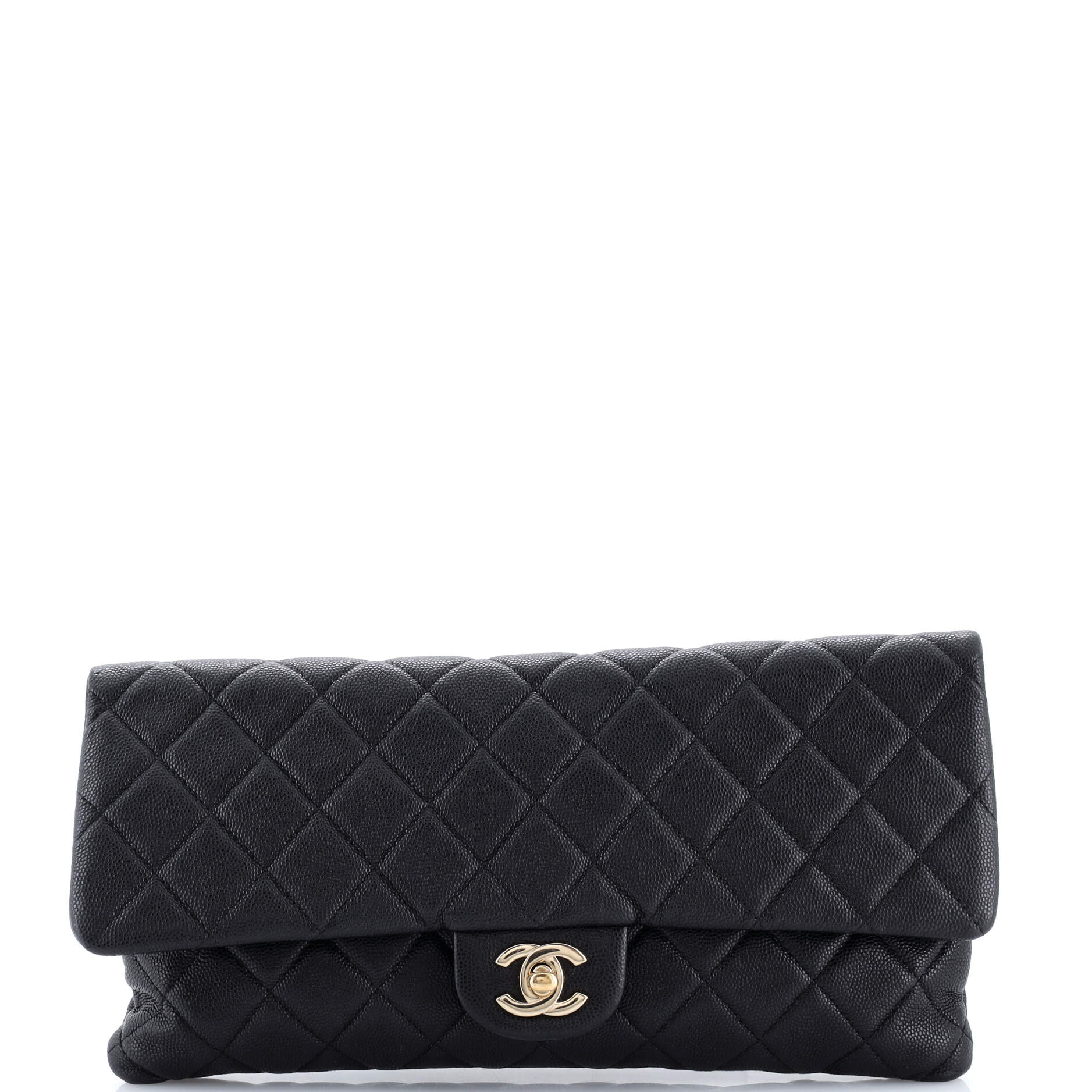 East West Classic Flap Clutch Quilted Caviar
