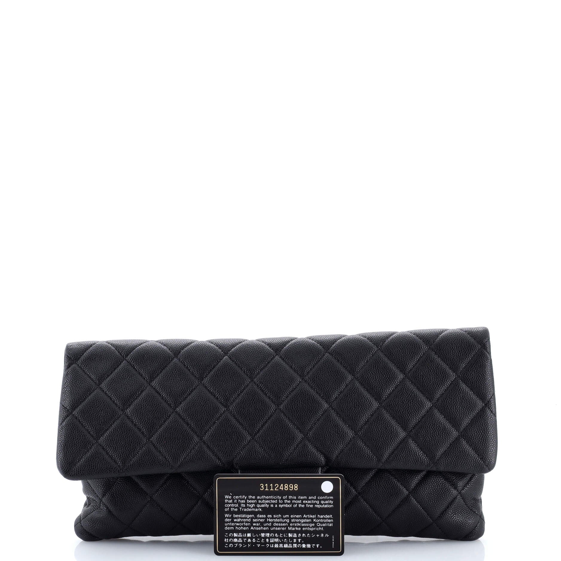 East West Classic Flap Clutch Quilted Caviar