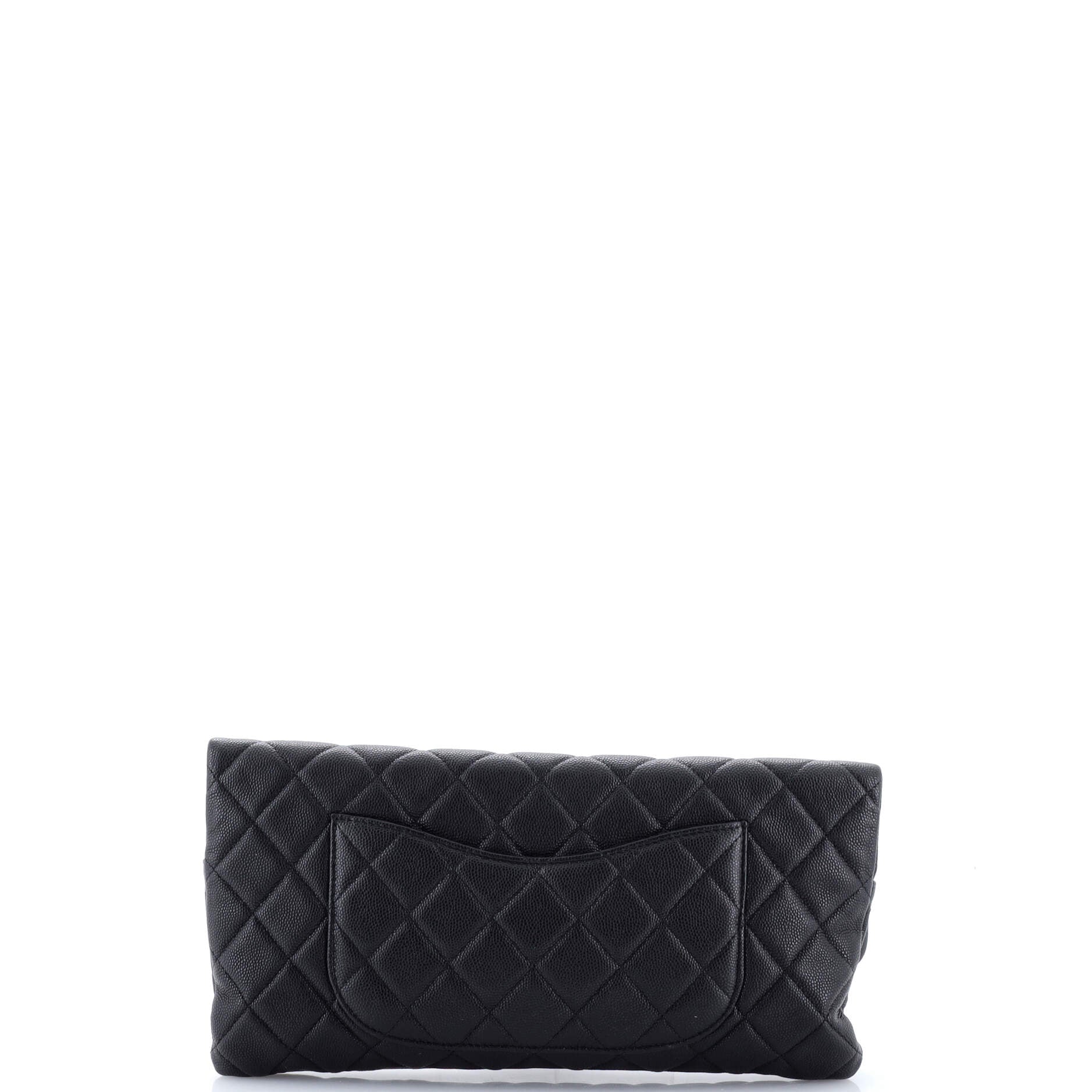 East West Classic Flap Clutch Quilted Caviar