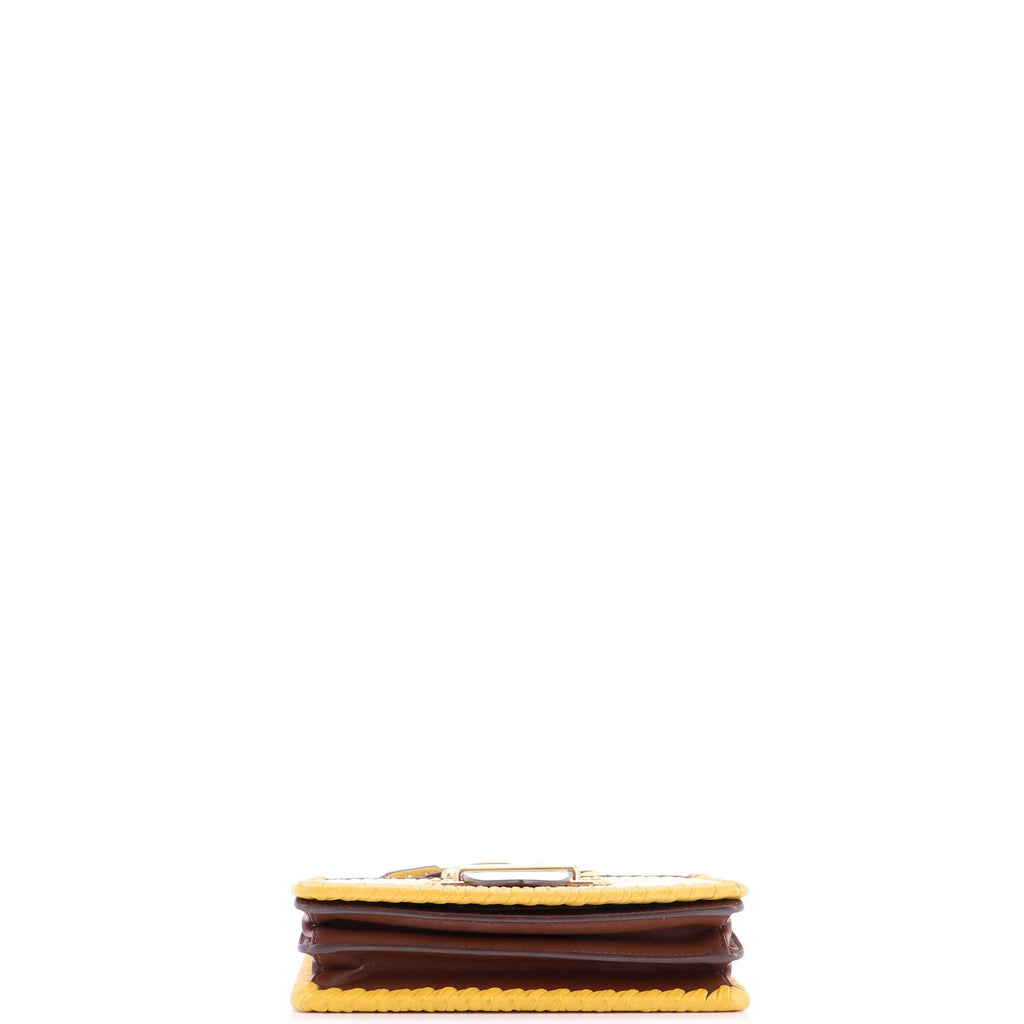 Cahier Crossbody Bag Straw and Leather with Ostrich Small