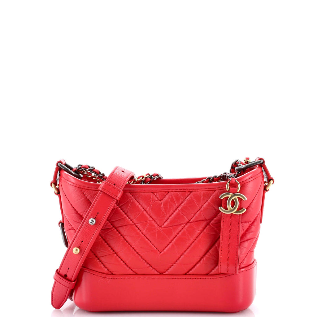 Gabrielle Hobo Chevron Aged Calfskin Small