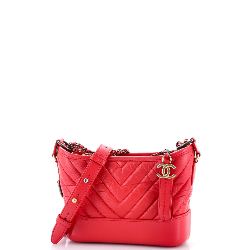 Gabrielle Hobo Chevron Aged Calfskin Small
