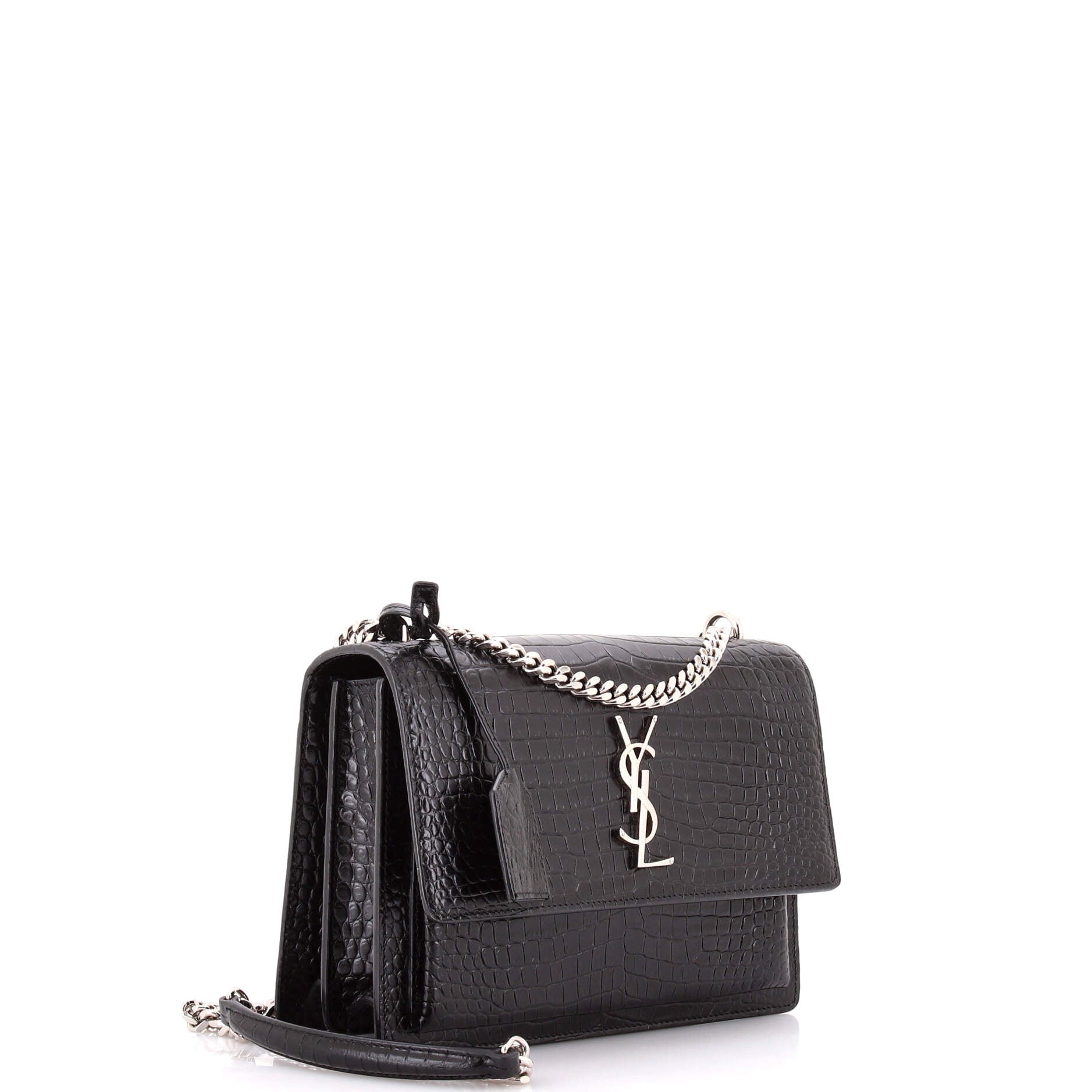 Sunset Crossbody Bag Crocodile Embossed Leather Medium