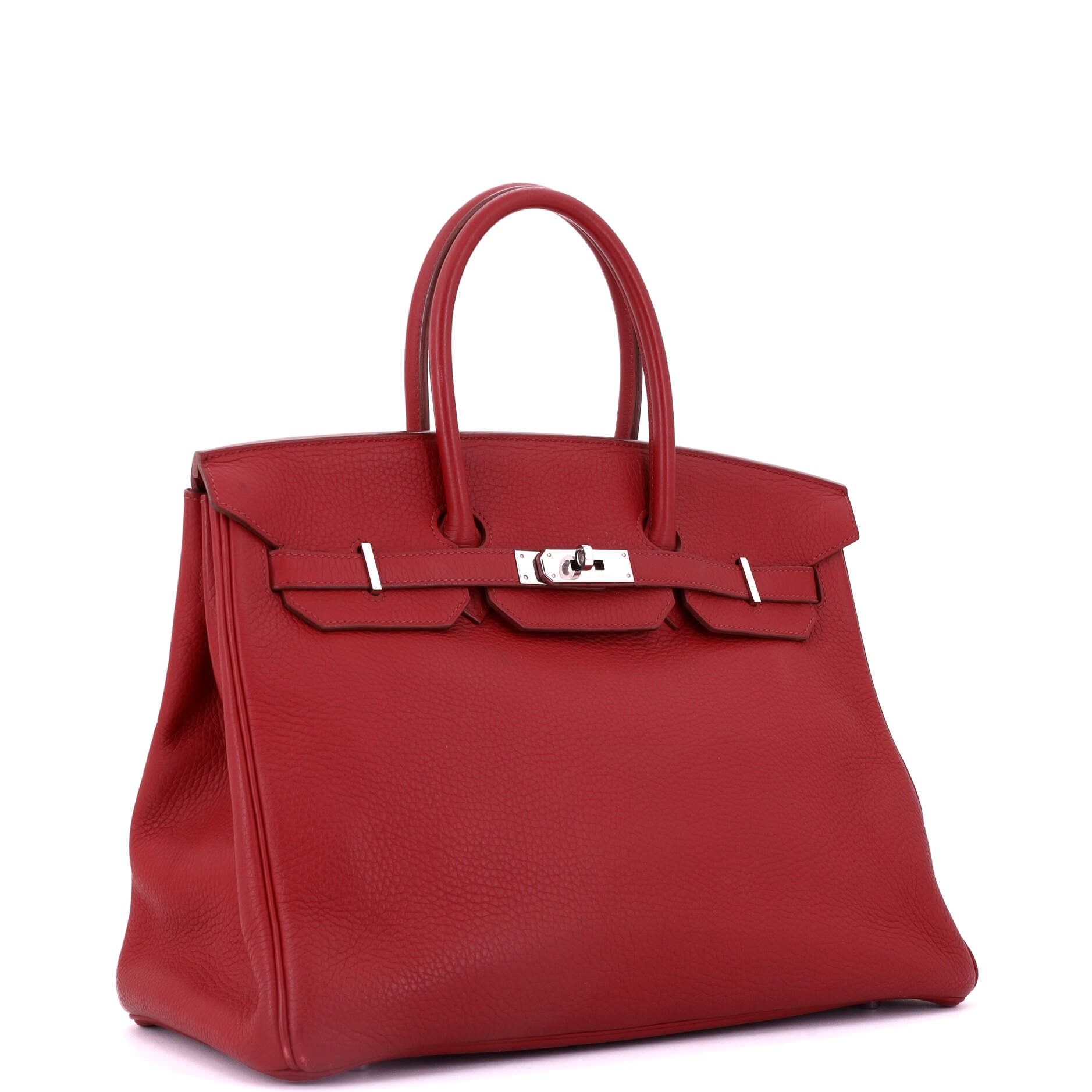 Birkin Handbag Rouge Garance Clemence with Palladium Hardware 35