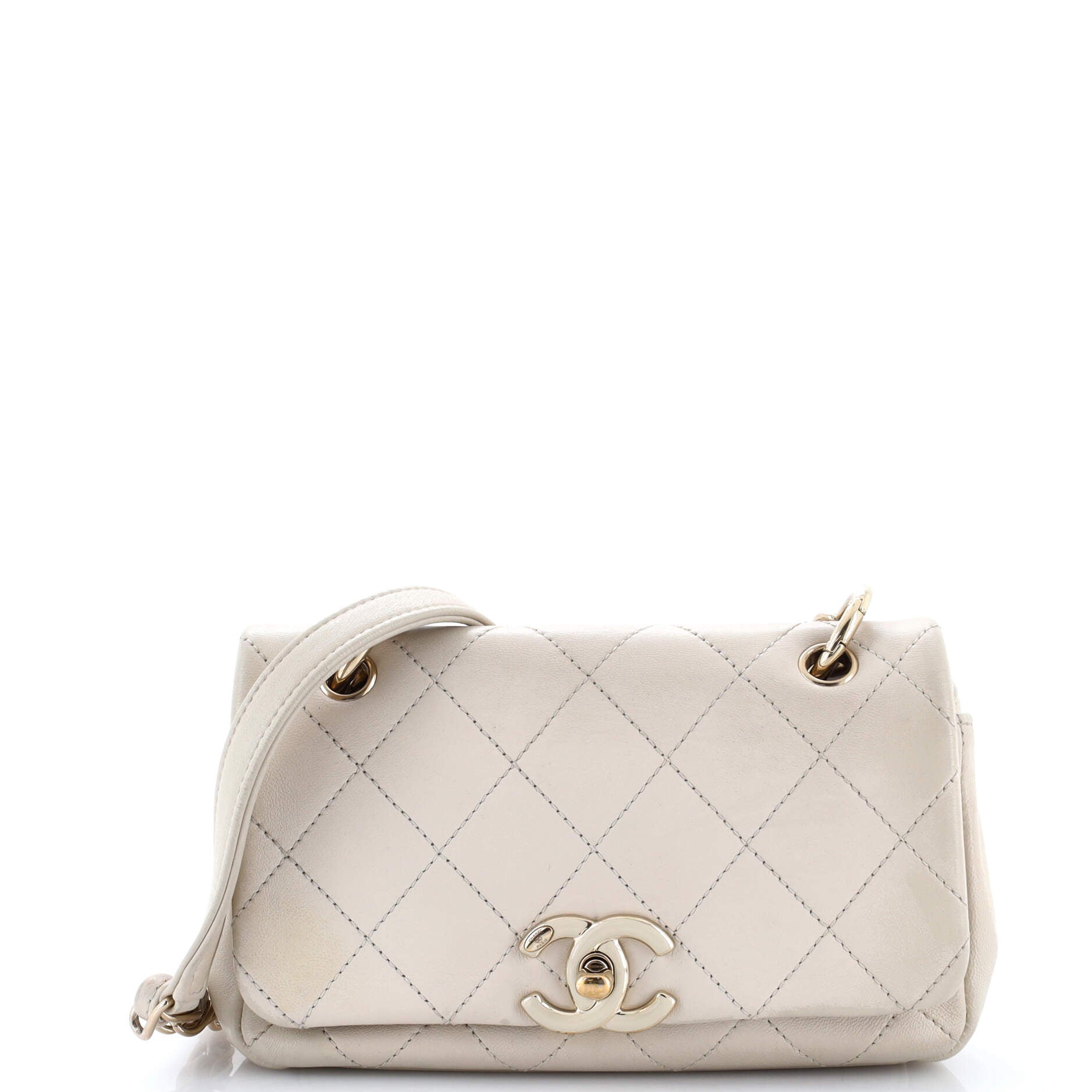 Twist Chain Enamel CC Flap Bag Quilted Lambskin Medium
