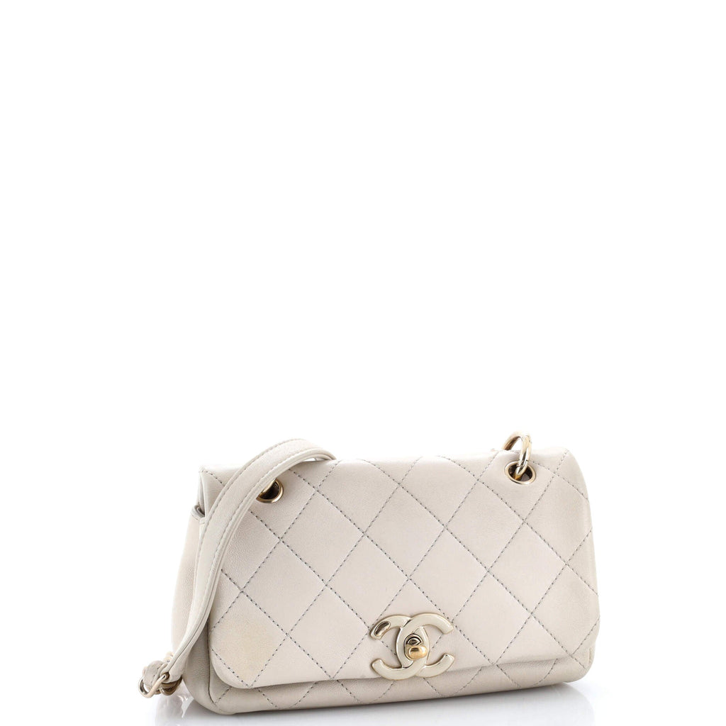 Twist Chain Enamel CC Flap Bag Quilted Lambskin Medium