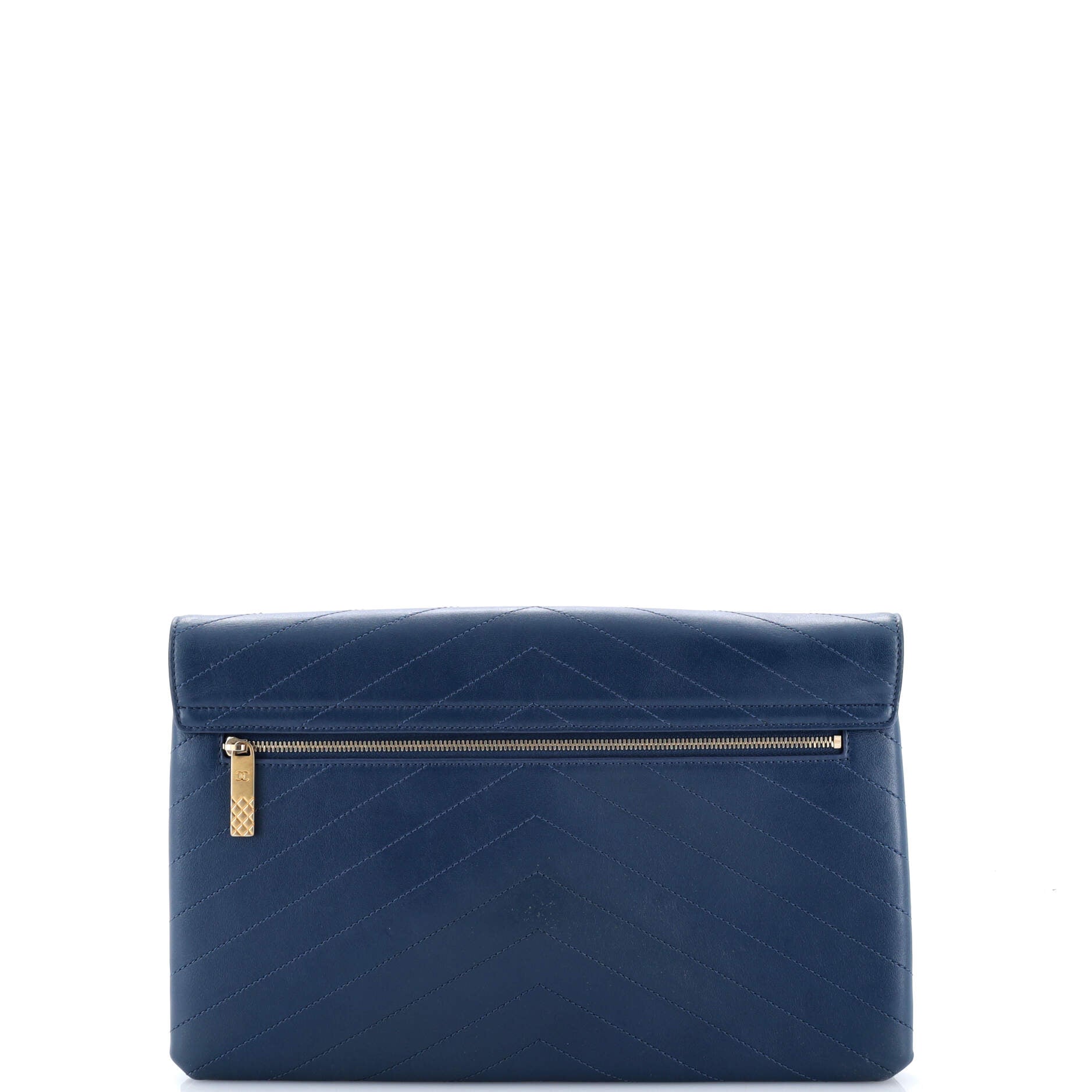 Coco Chevron Flap Clutch Stitched Calfskin
