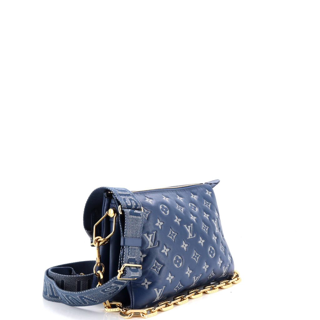 Coussin Bag Denim Printed Monogram Embossed Lambskin PM