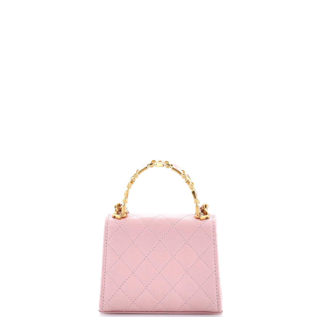 Coco Enamel Top Handle Flap Bag Quilted Lambskin Small