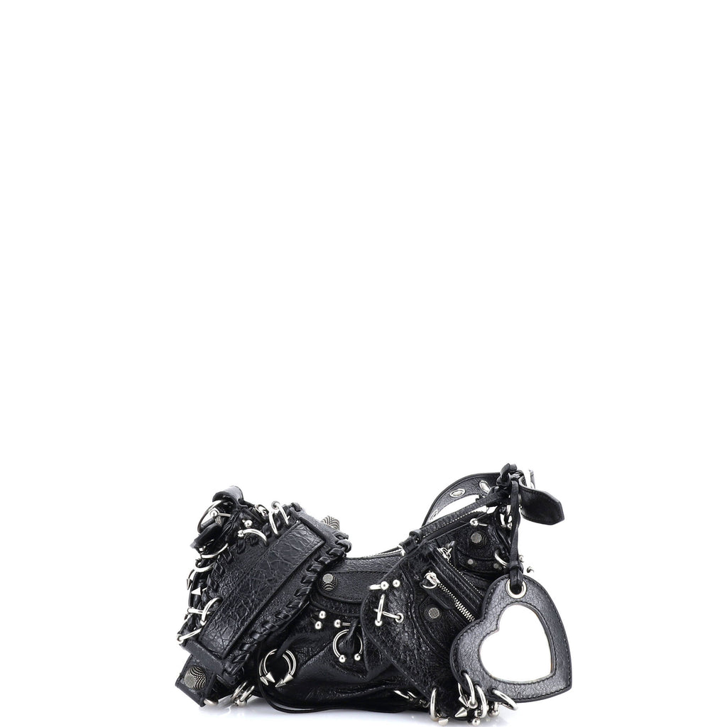 Le Cagole Giant Studs Shoulder Bag Piercing Embellished Leather XS