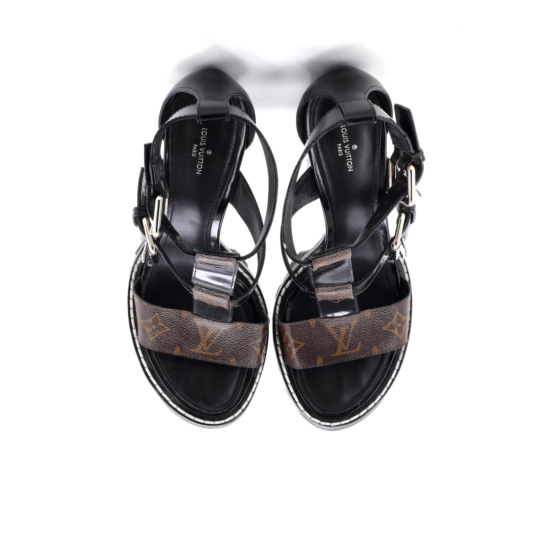 Women's Star Trail Buckle Heeled Sandals Monogram Canvas and Patent
