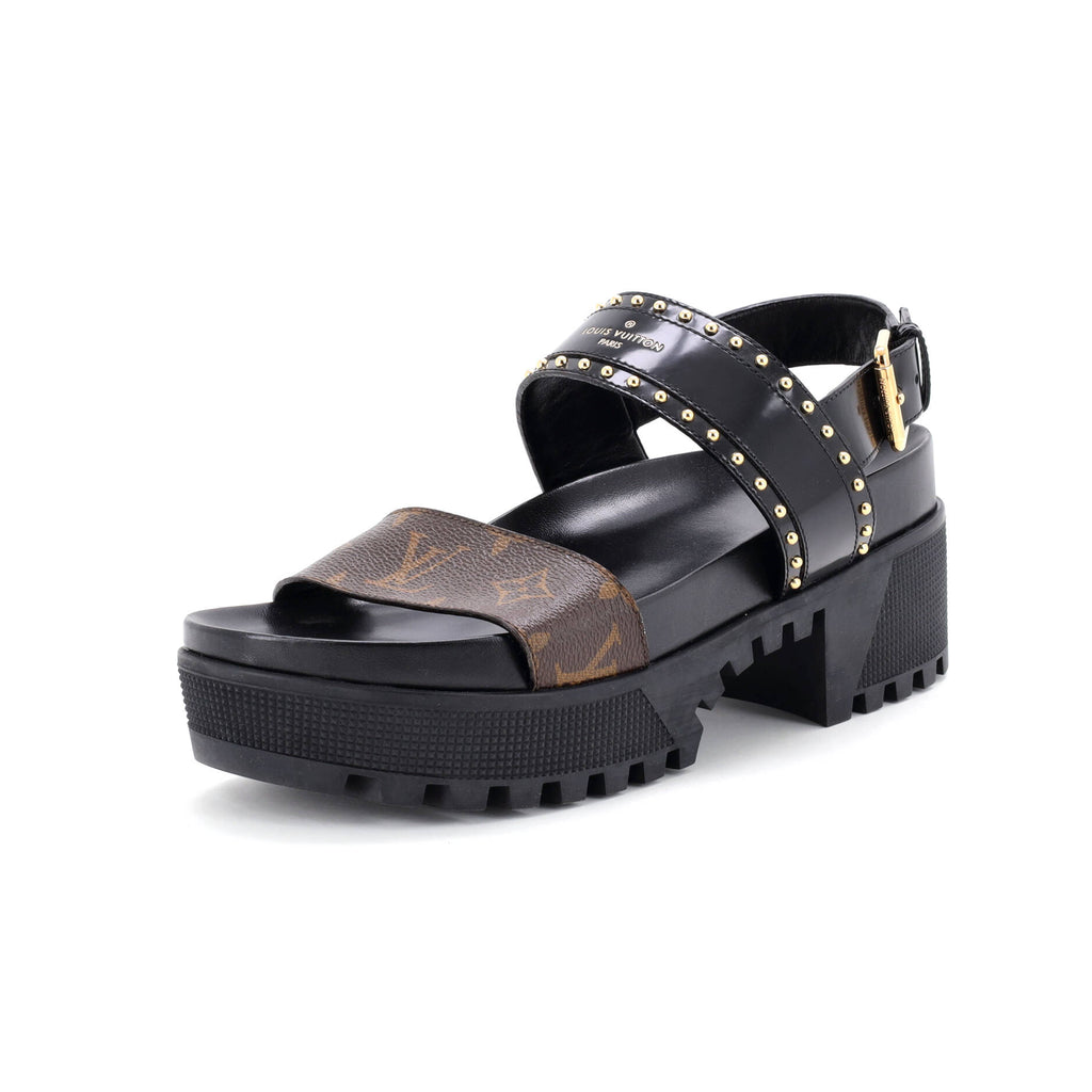 Women's Laureate Platform Sandals Monogram Canvas and Studded Leather