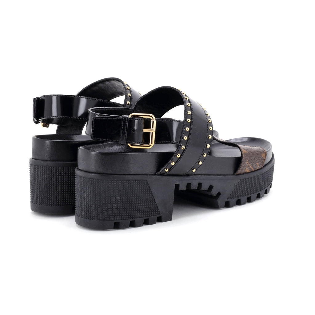 Women's Laureate Platform Sandals Monogram Canvas and Studded Leather