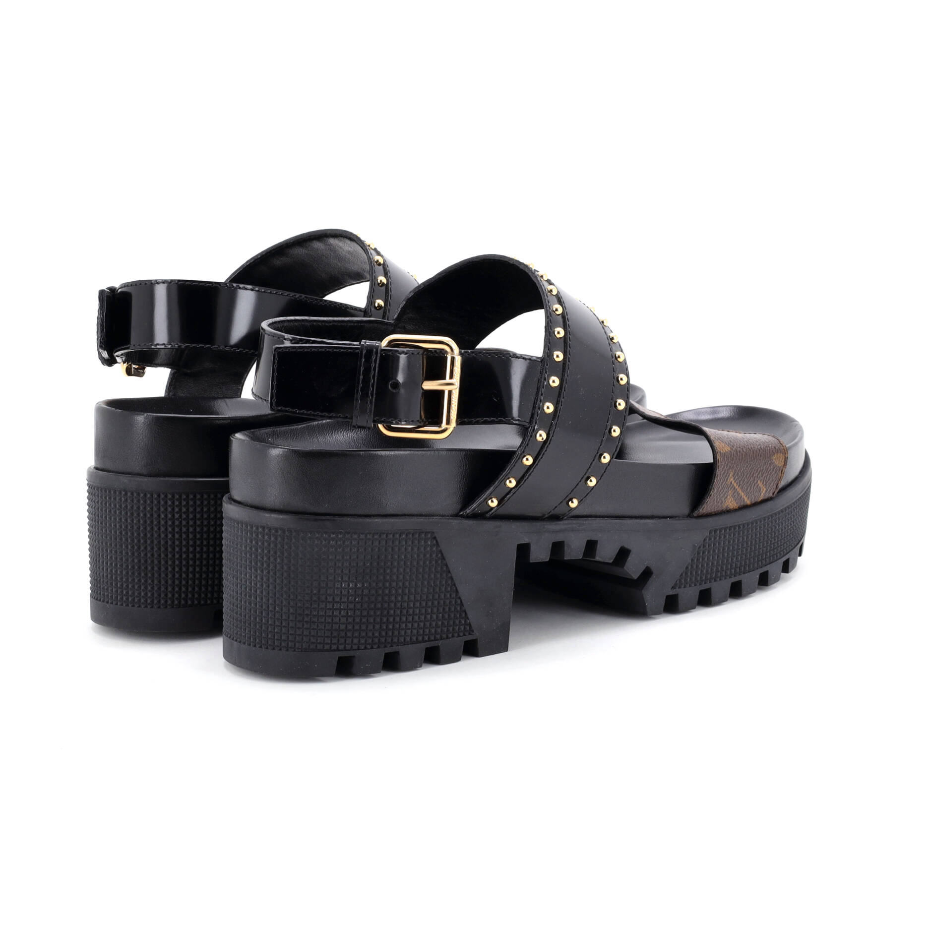 Women's Laureate Platform Sandals Monogram Canvas and Studded Leather