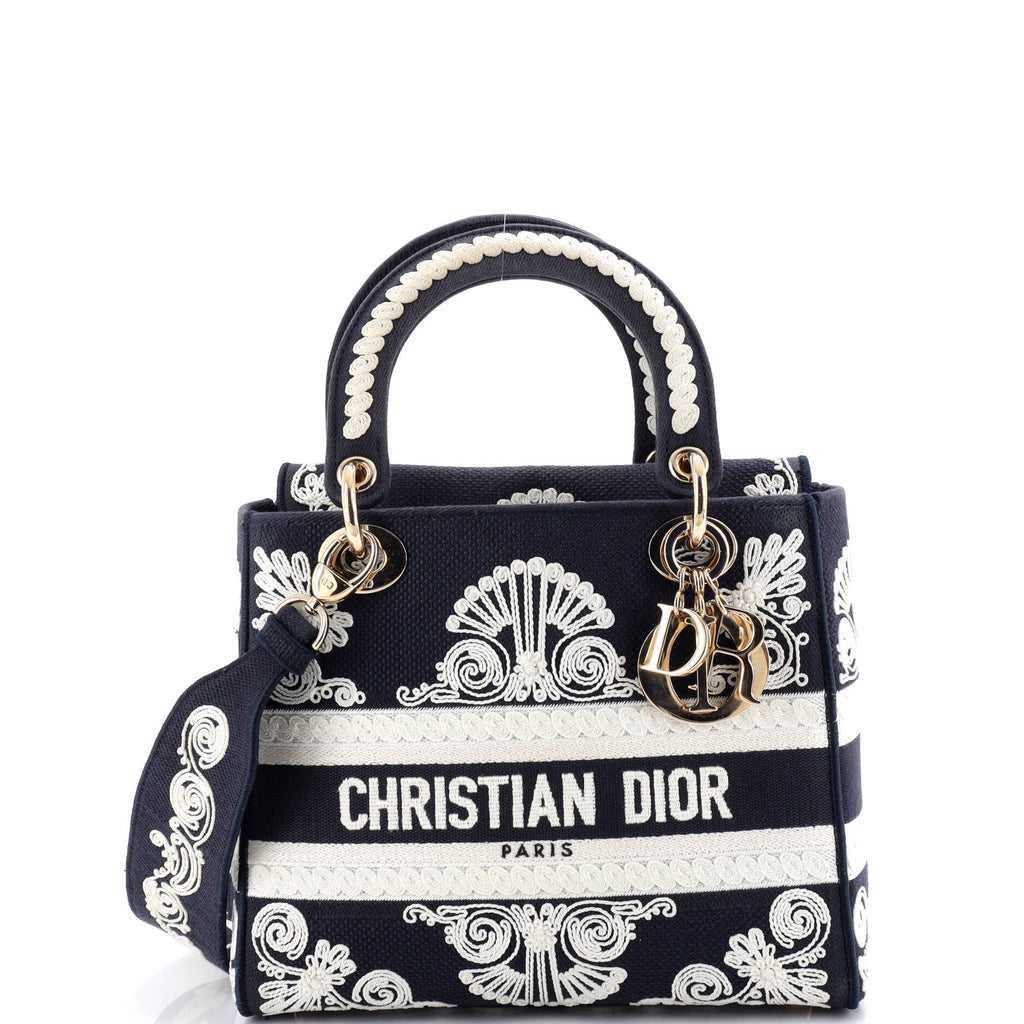 Lady D-Lite Bag Embroidered Canvas Medium