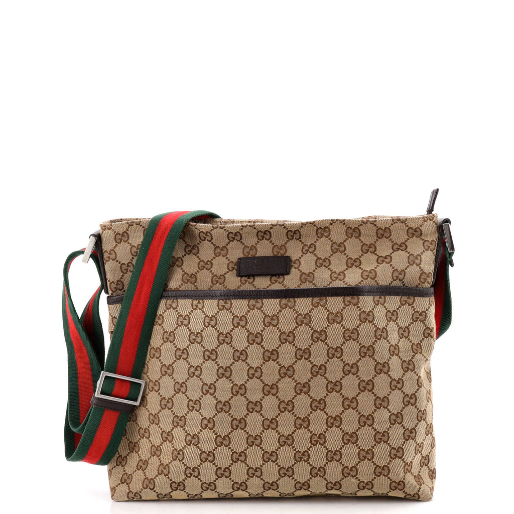 Front Pocket Web Messenger GG Canvas Medium