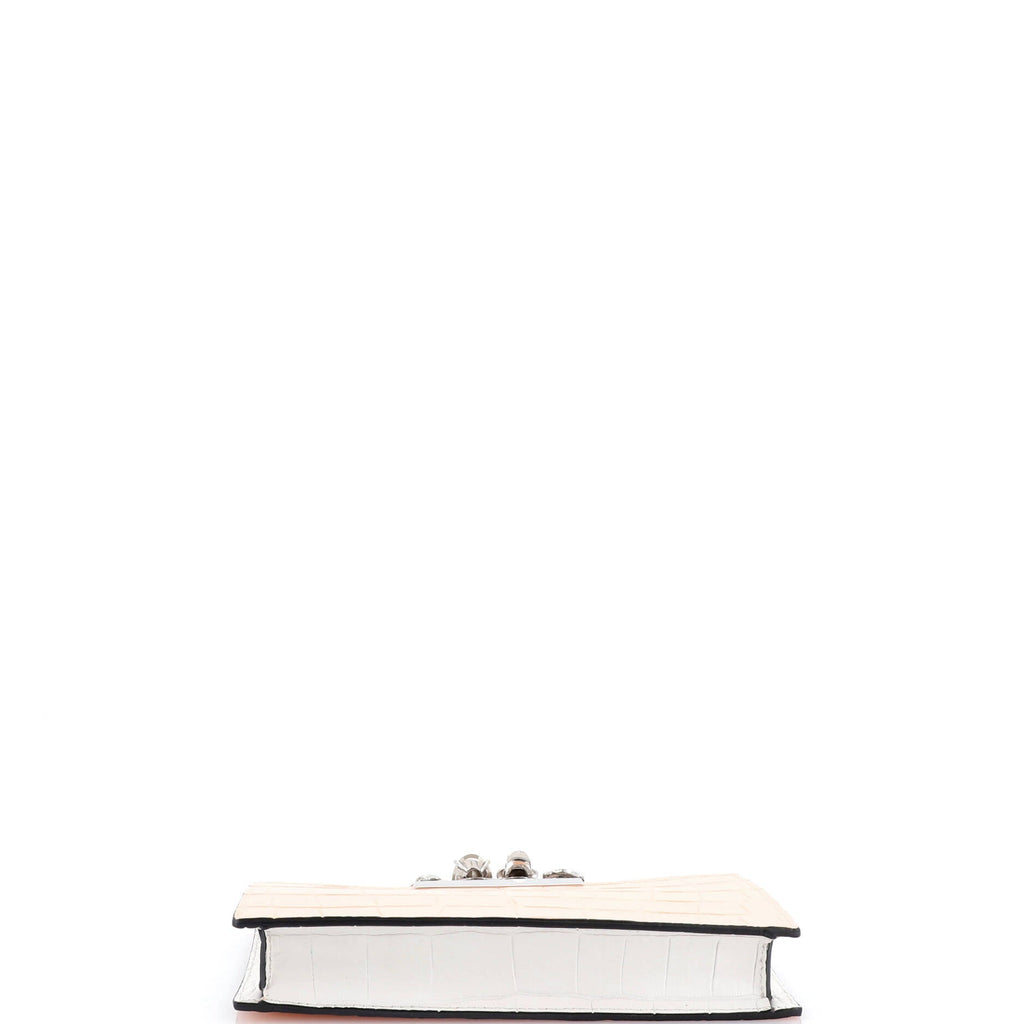 Flat Knuckle Clutch Crocodile Embossed Leather Medium