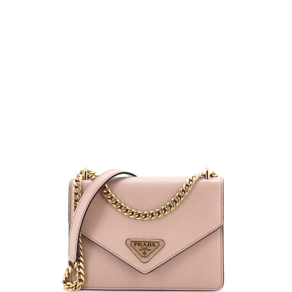 Envelope Flap Chain Shoulder bag Saffiano Leather Small