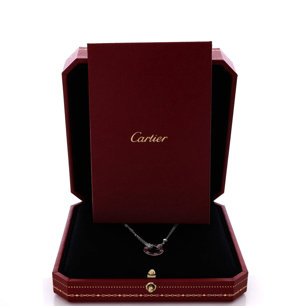 2 Diamonds Love Pendant Necklace 18K White Gold with Diamonds
