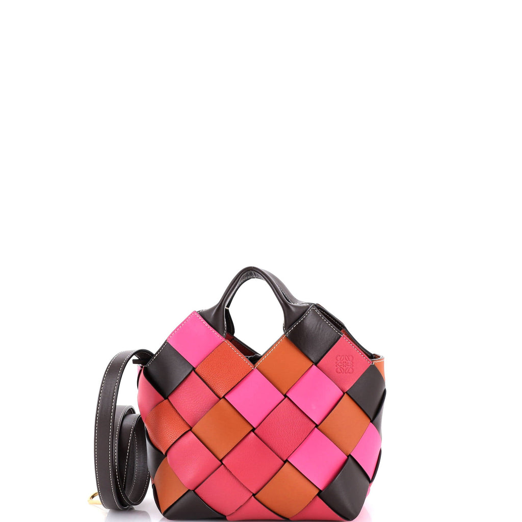Woven Basket Bag Leather Small
