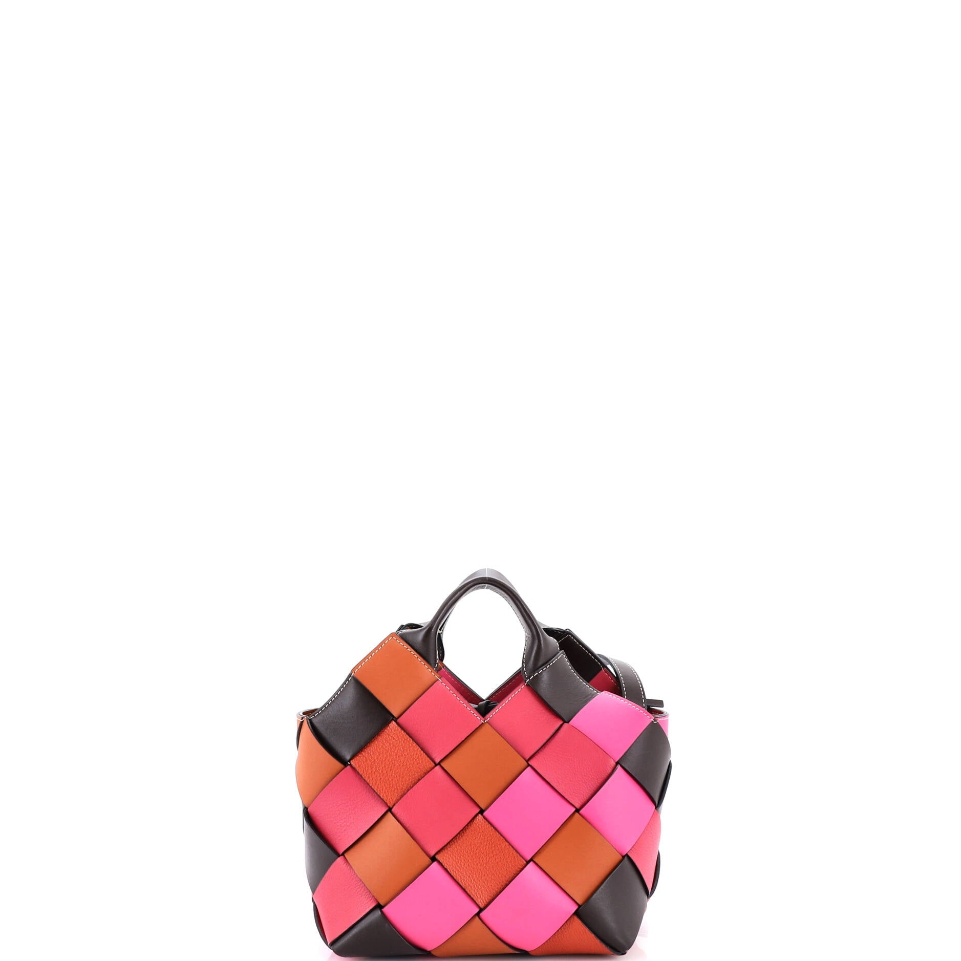 Woven Basket Bag Leather Small