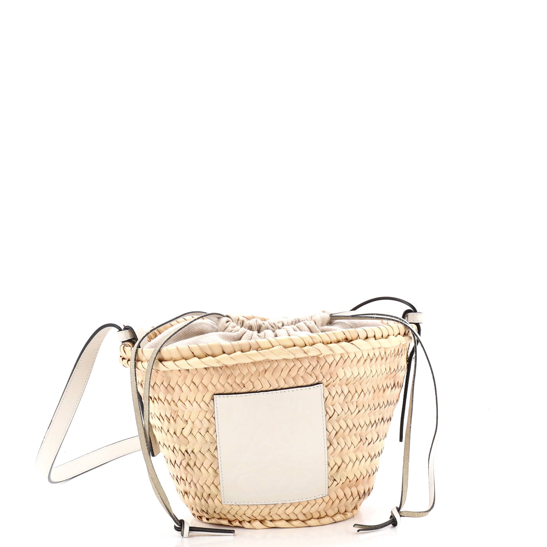 x Paula Ibiza Drawstring Crossbody Basket Bag Raffia Small