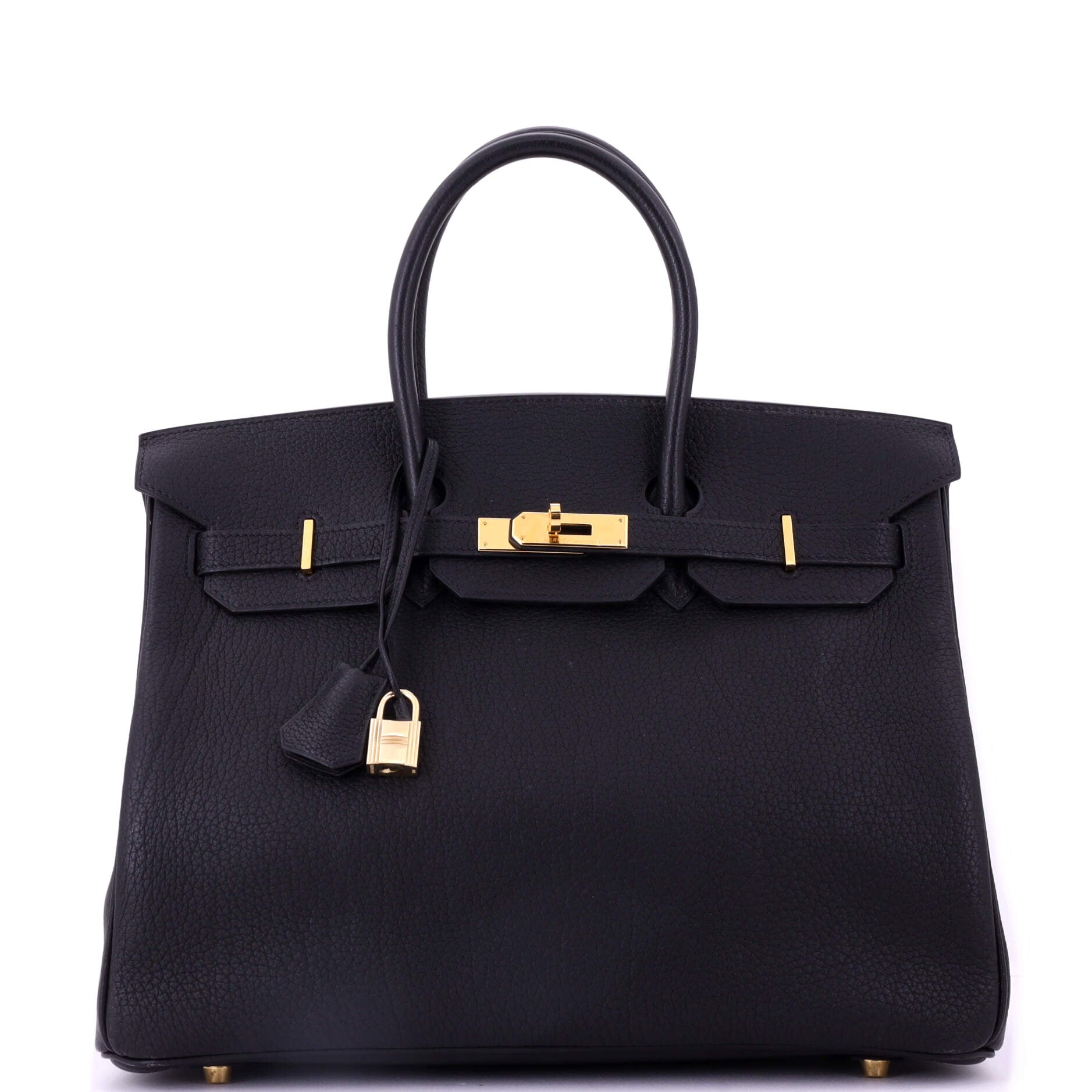 Birkin Handbag Noir Fjord with Gold Hardware 35