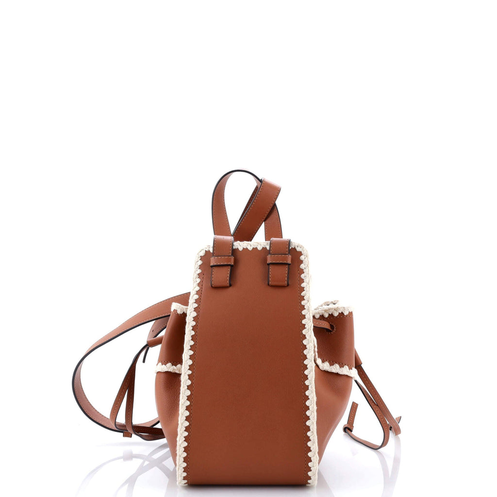 Hammock Bag Leather with Crochet Detail Small