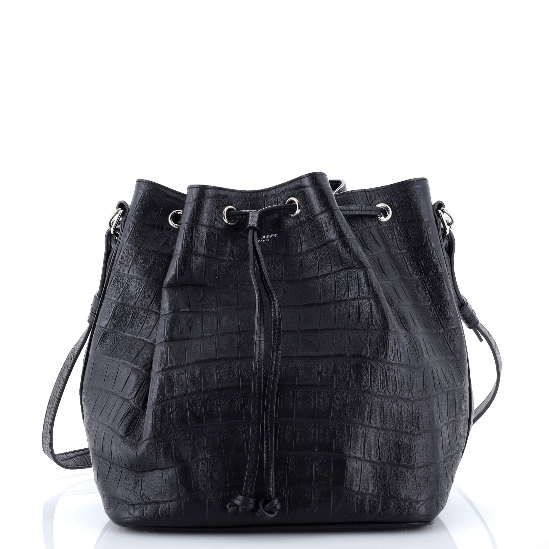 Emmanuelle Bucket Bag Crocodile Embossed Leather Medium