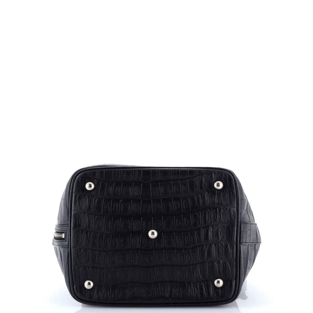 Emmanuelle Bucket Bag Crocodile Embossed Leather Medium