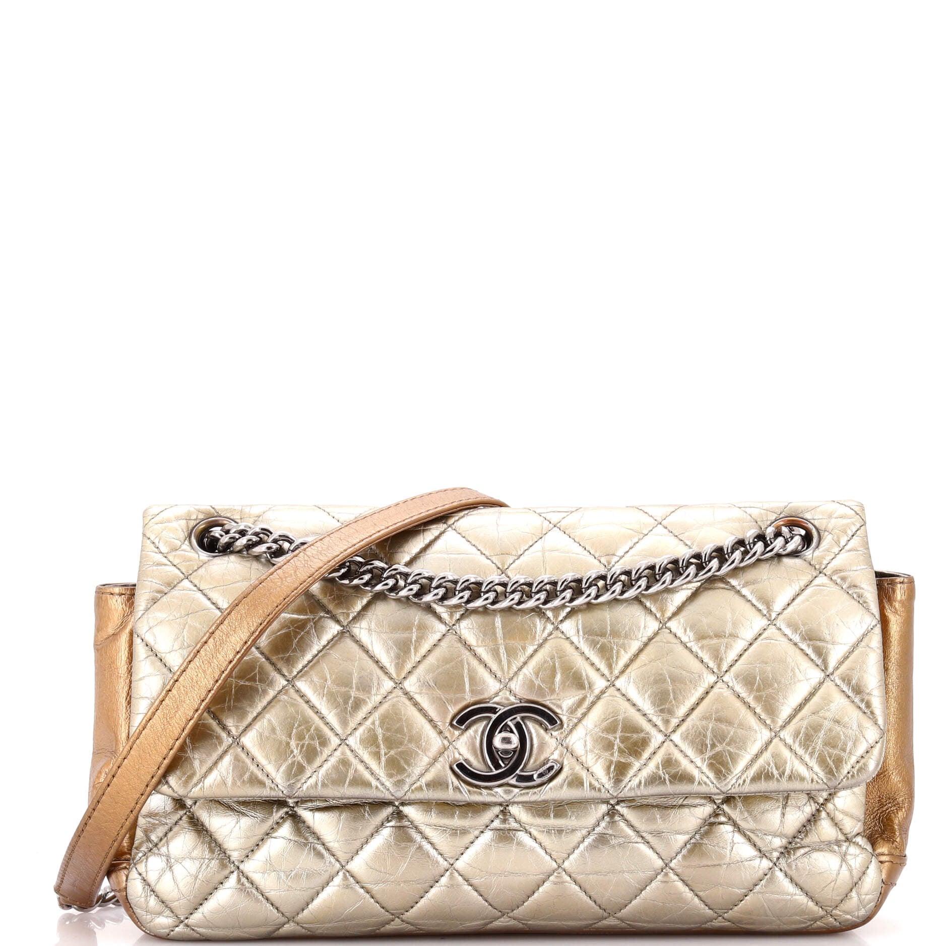 Lady Pearly Flap Bag Quilted Calfskin Medium