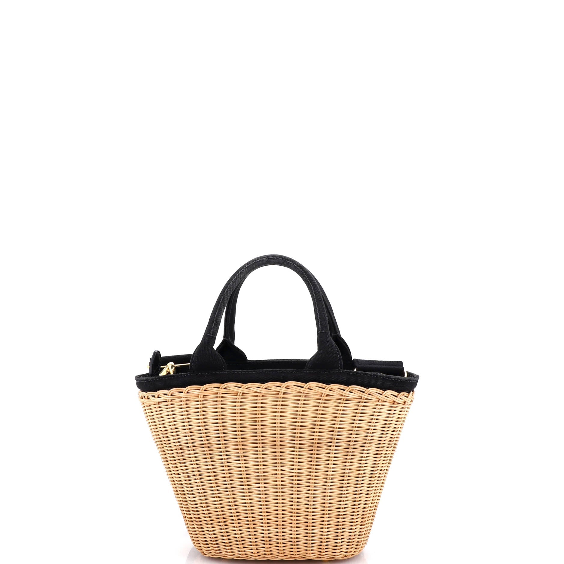 Convertible Basket Bag Wicker with Canvas Small