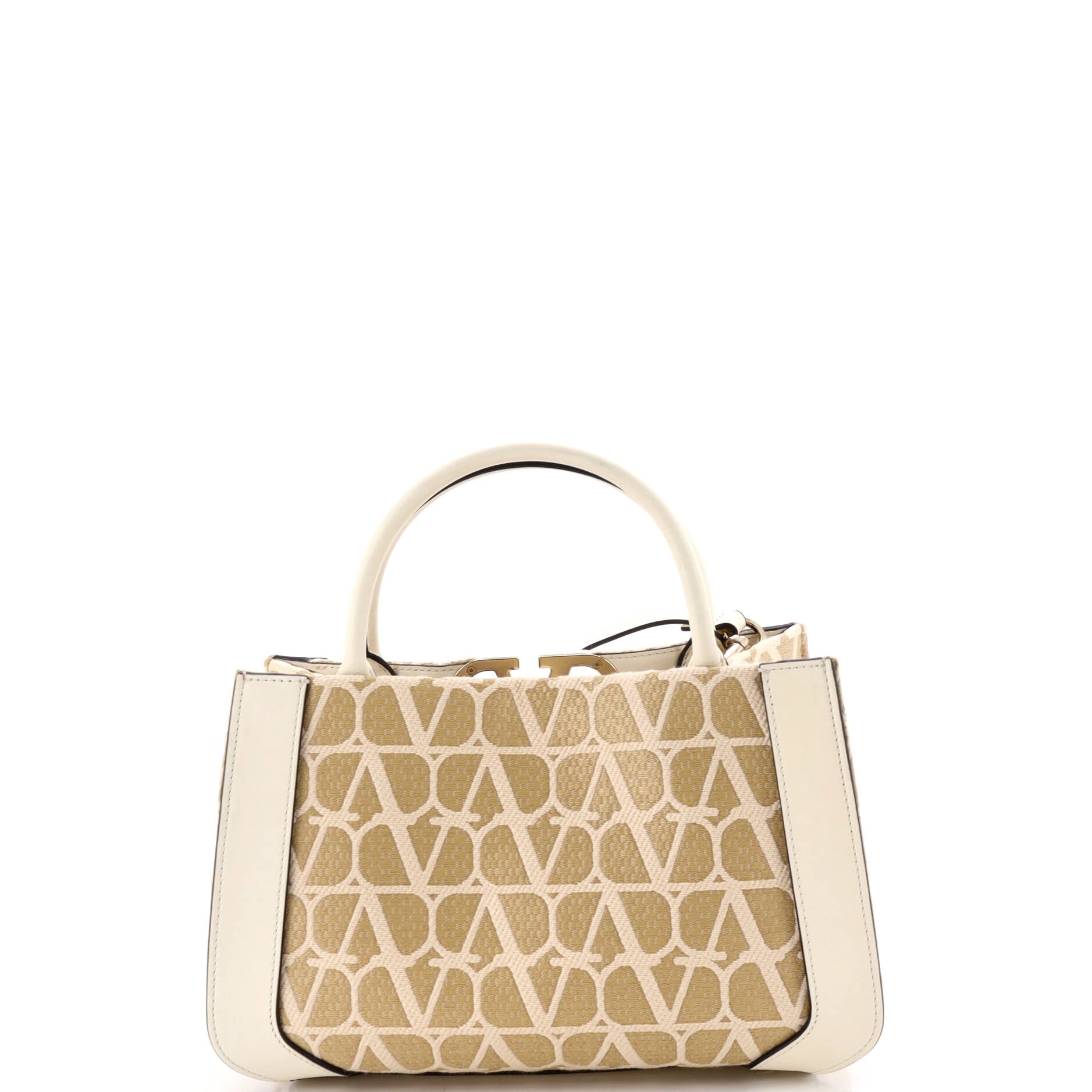 VLogo Shopper Tote Toile Iconograph Fabric with Leather Small