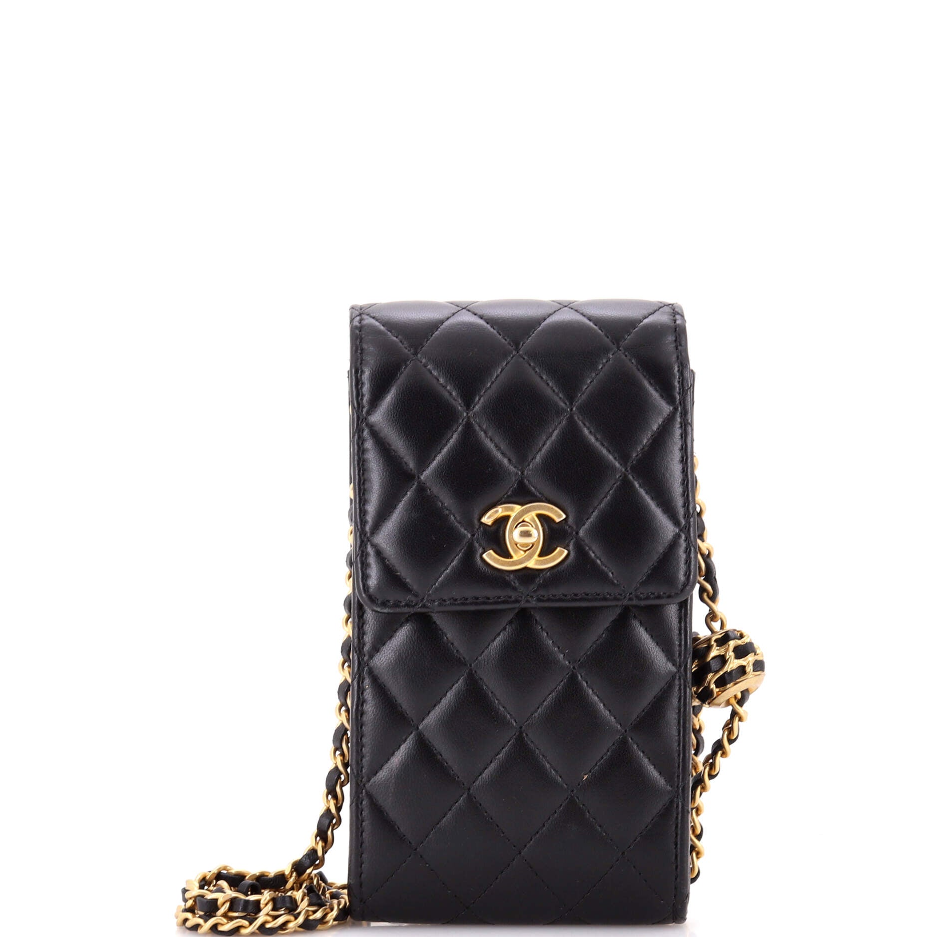 Pearl Crush Phone Holder Crossbody Bag Quilted Lambskin