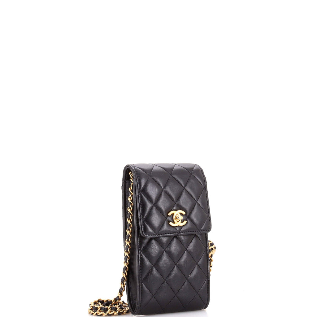 Pearl Crush Phone Holder Crossbody Bag Quilted Lambskin