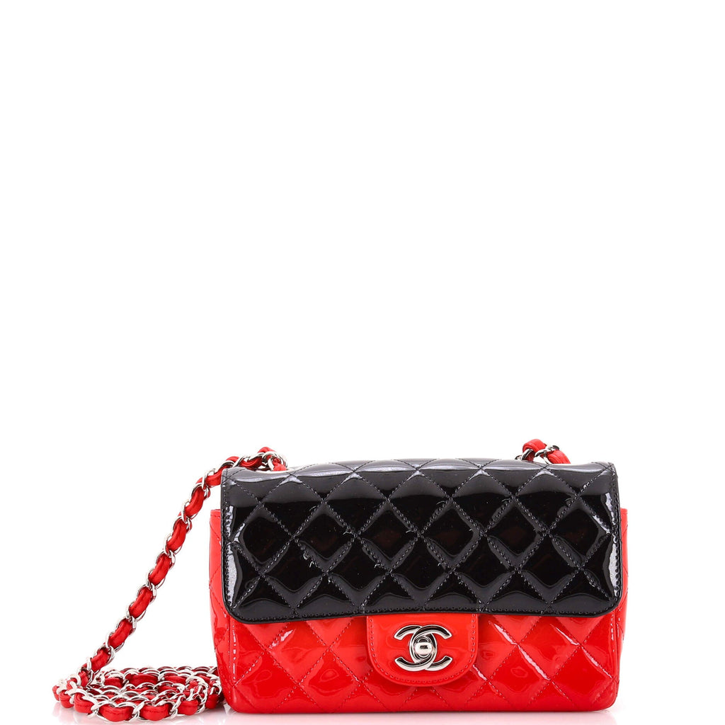 Bicolor Classic Single Flap Bag Quilted Patent Mini