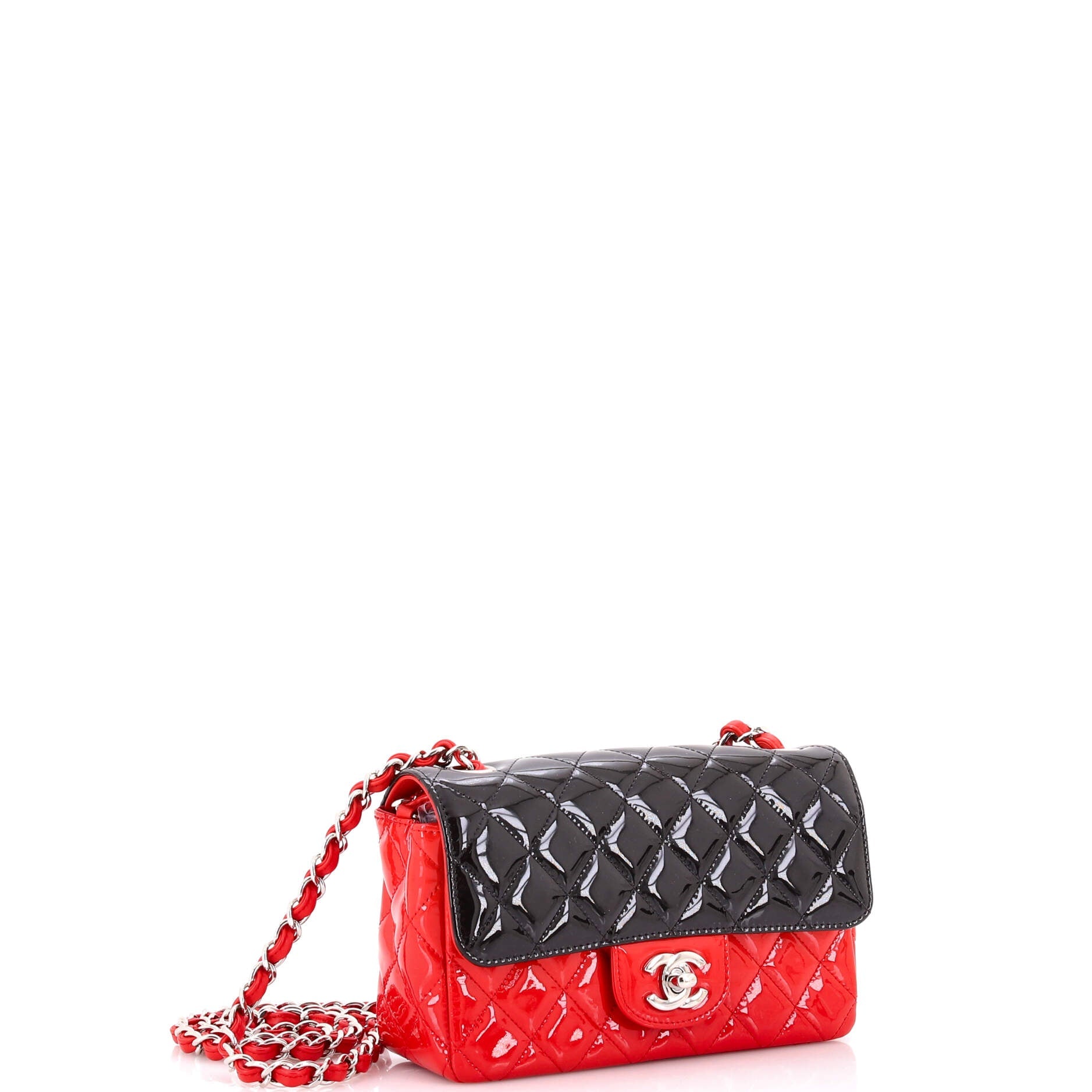 Bicolor Classic Single Flap Bag Quilted Patent Mini