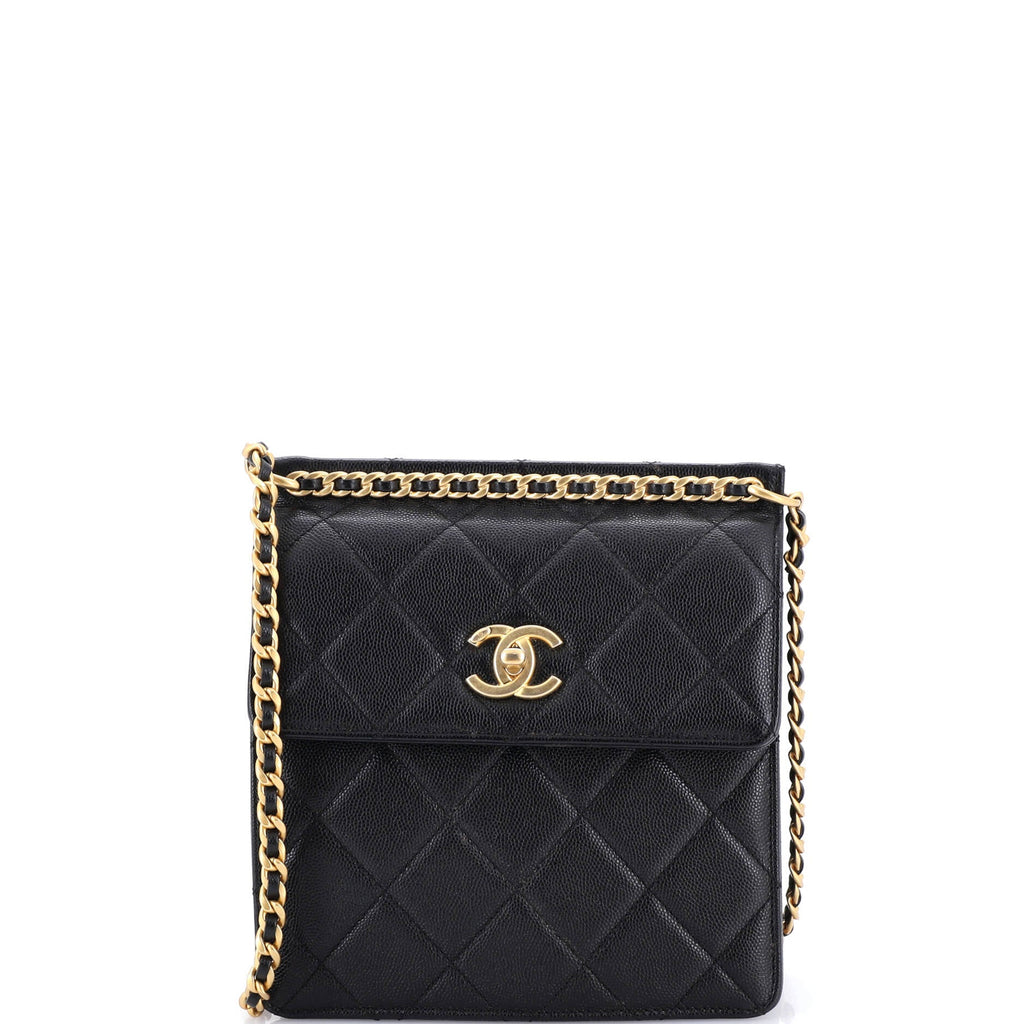 Top Chain CC Square Crossbody Quilted Caviar Small