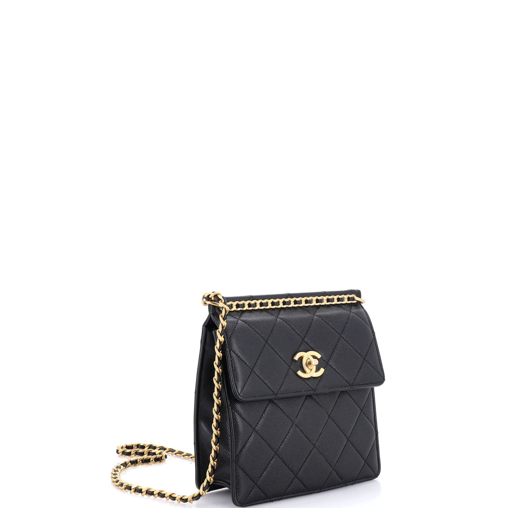 Top Chain CC Square Crossbody Quilted Caviar Small