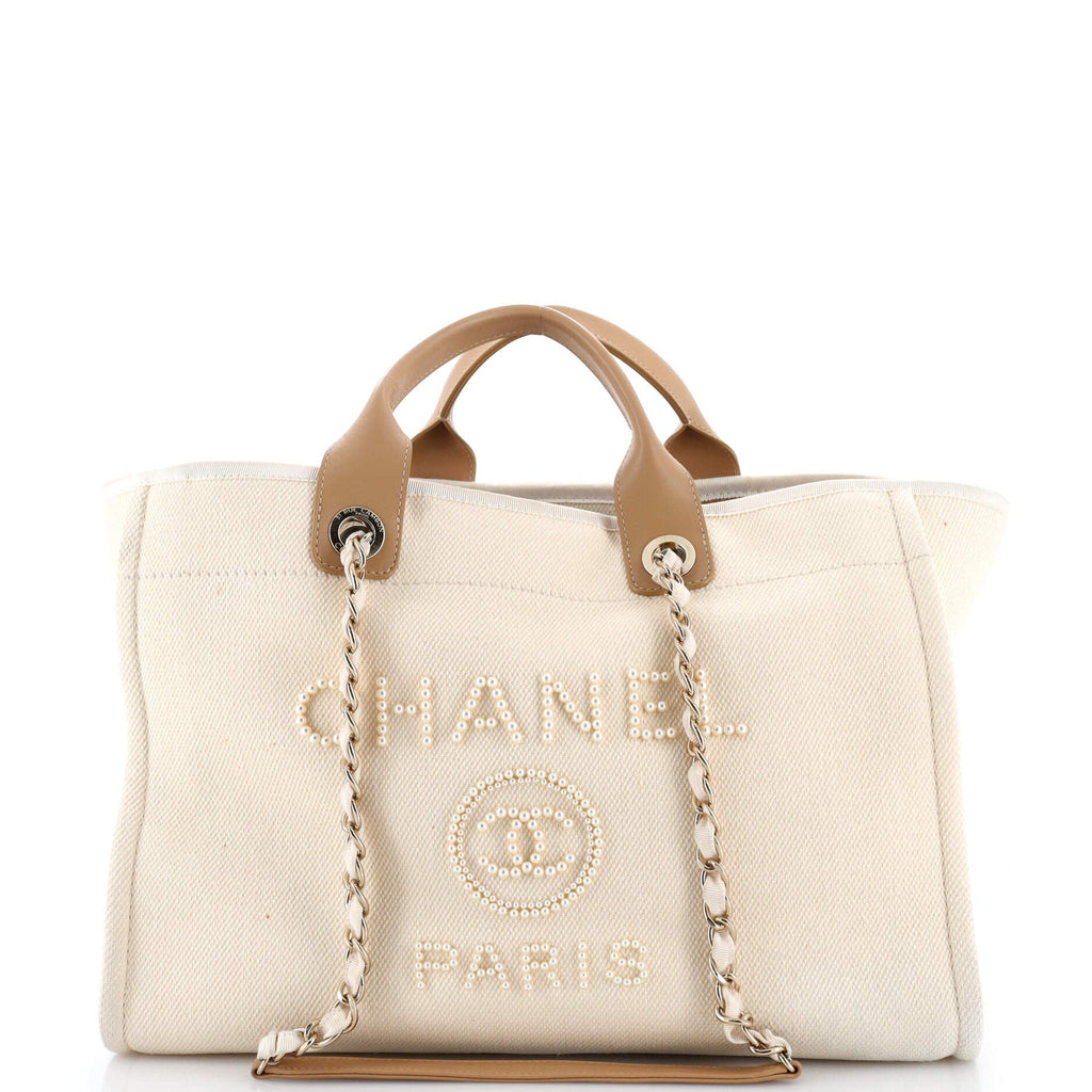 Deauville Tote Pearl Embellished Canvas Medium
