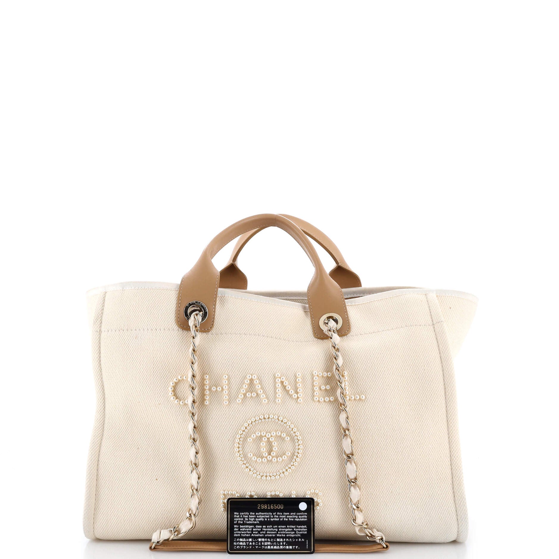 Deauville Tote Pearl Embellished Canvas Medium