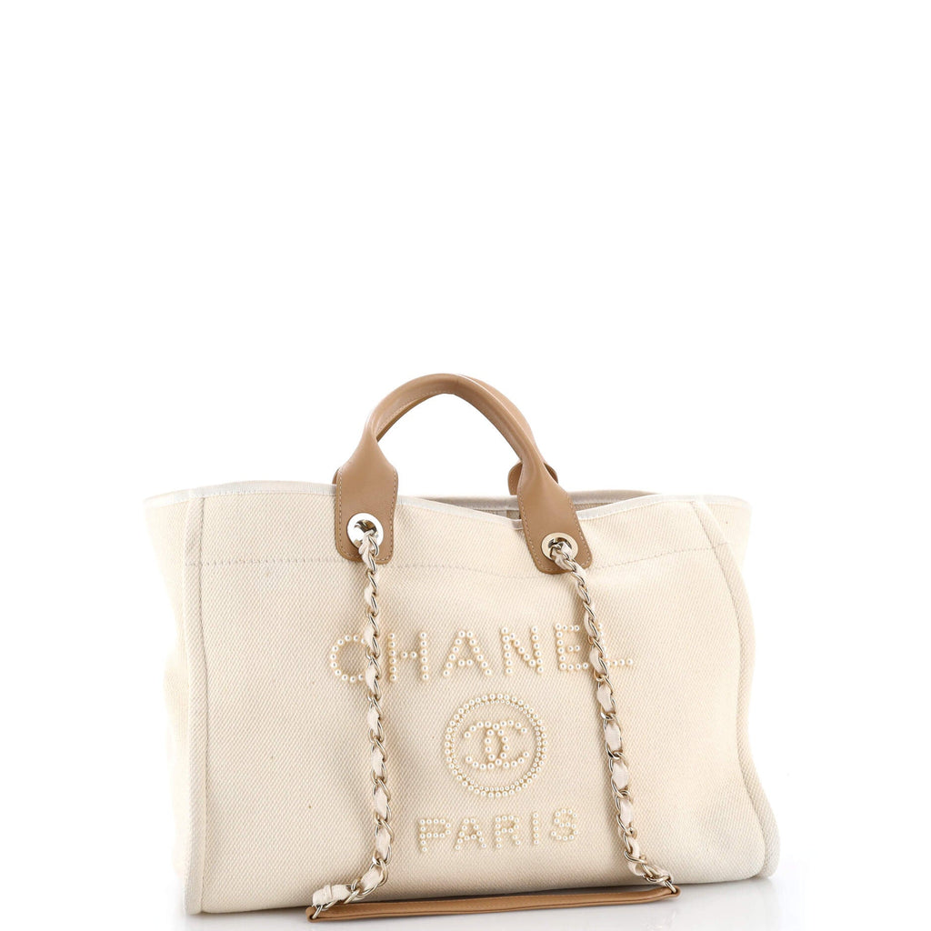 Deauville Tote Pearl Embellished Canvas Medium